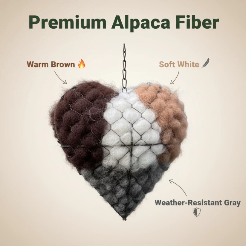 🔥LAST DAY 50% OFF - 🕊️🏡Handmade Natural Alpaca Fiber Bird Nesting Heart❤️A Cozy Gift for Birds